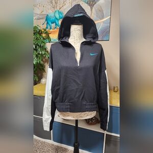 Nike Sweatshirt Women's Large Sportswear Icon Clash Hoodie Black White Blue